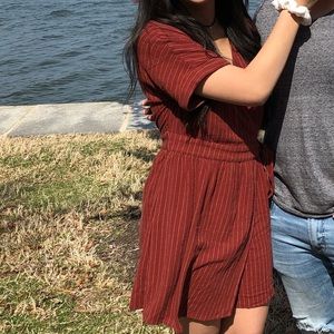 Pacsun Striped Maroon Wrap Dress